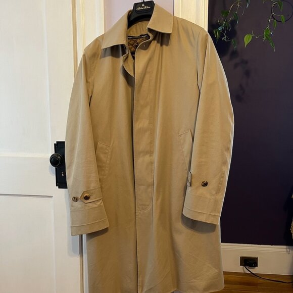 Brooks Brothers Tan Single Breasted Trench Coat - Men's - Size 38 - Picture 1 of 6